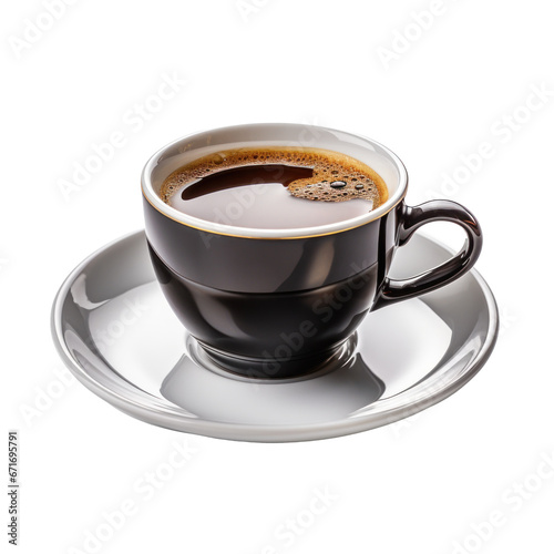 a cup of hot black coffee, isolated
