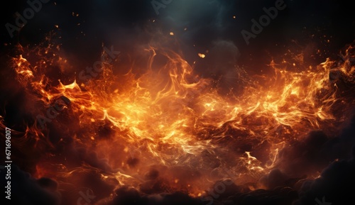 fire effet background design with smoke effects, lighting, spark, blast, photo