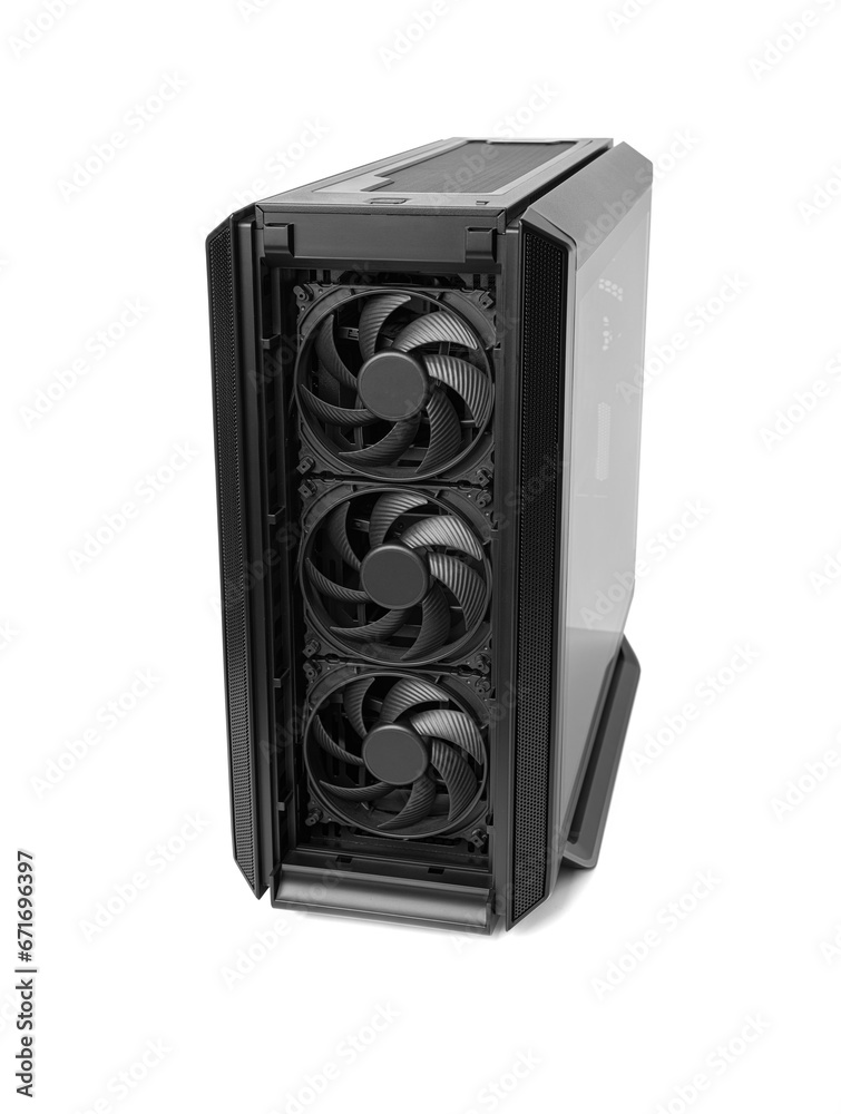 Obraz premium Modern black computer system unit isolated on white.