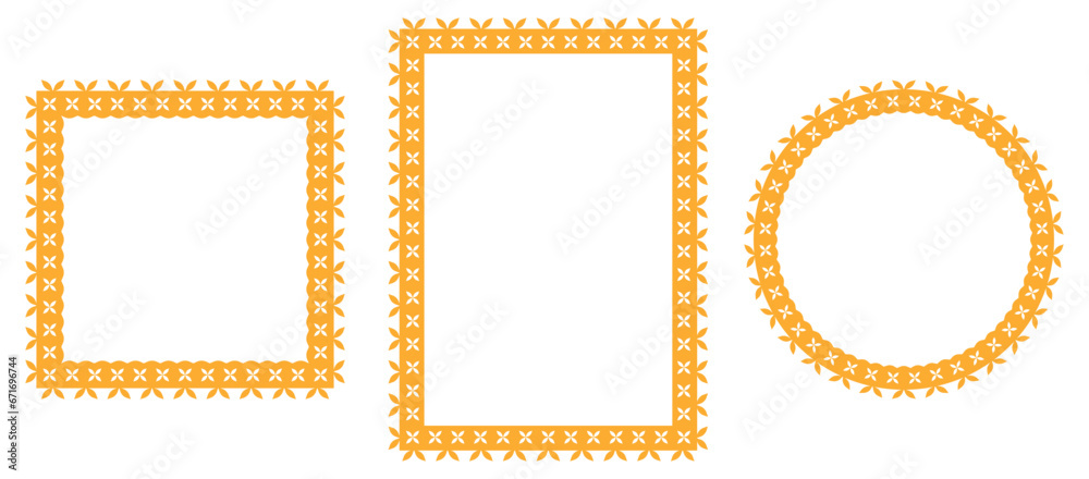 Papel Picado Frames Traditional Mexican Style Cut Out Templates For Greeting Card Banner 1905