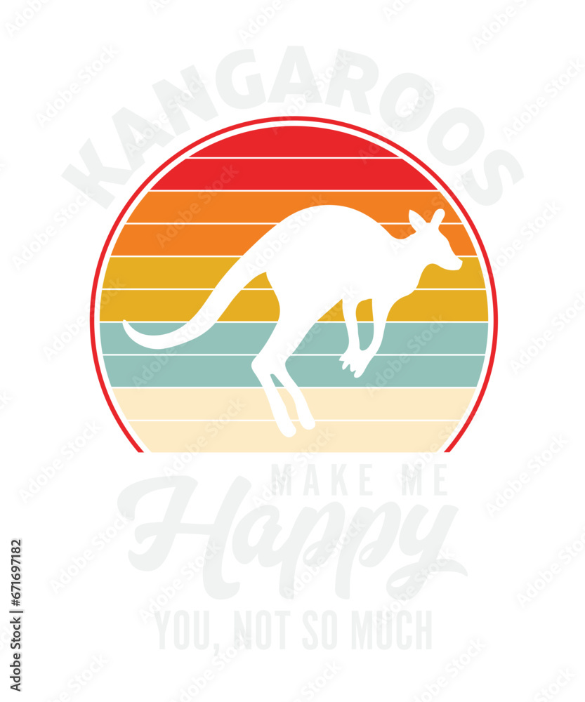 Kangaroos Make Me Happy You Not So Much
These file sets can be used for a wide variety of items: t-shirt design, coffee mug design, stickers,
custom tumblers, custom hats, printables, print-on-demand,