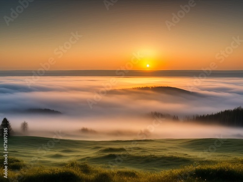 nature, landscape, field, sunrise, fog  © Helena Karpoff