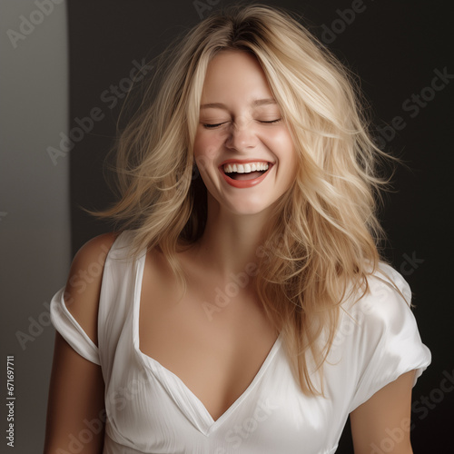 laughing blonde woman