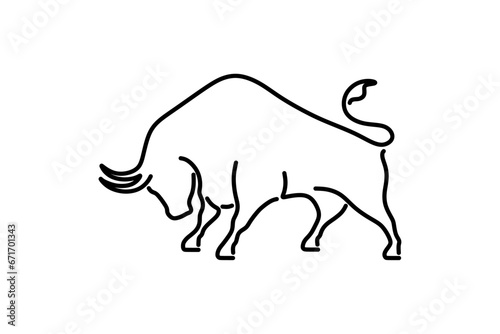 bull logo outline style (black on transparent background) revision