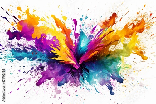 Abstract splash of colorful art resembling a Mardi Gras digital watercolor background. Generative AI