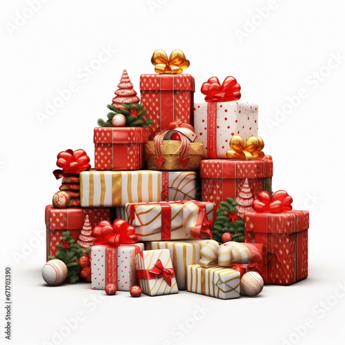Merry christmas presents and happy new year gift hamper boxes ai generative