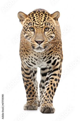 Leopard close-up isolated on white