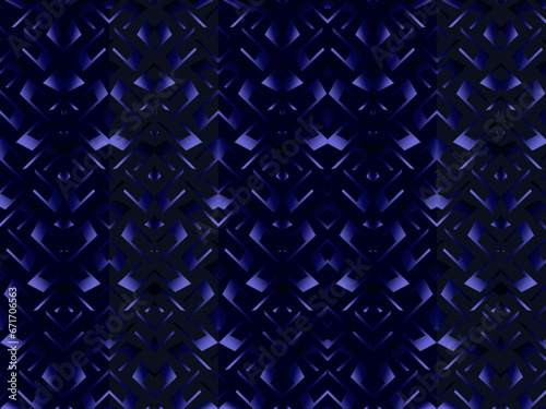 Abstract 3d geometric ornament background. Geometric design of poster or banner. Metal background.