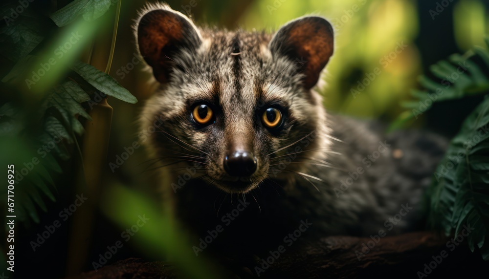 Photo of a Close-Up of a Tiny Palm Civet Amidst the Woods