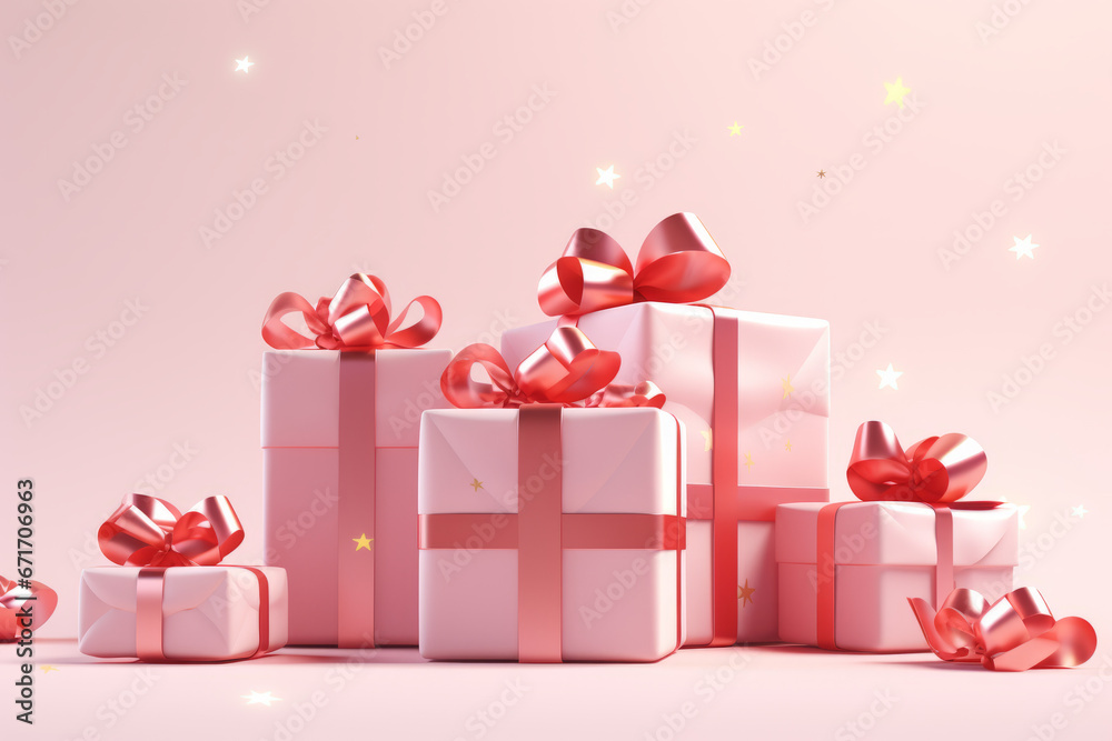 Gifts of joy, a delightful array of presents wrapped in pink, ready to spread happiness and warmth.