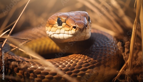 Photo of Close-Up of Slithering Eastern Brown Snake on the Ground © Anna