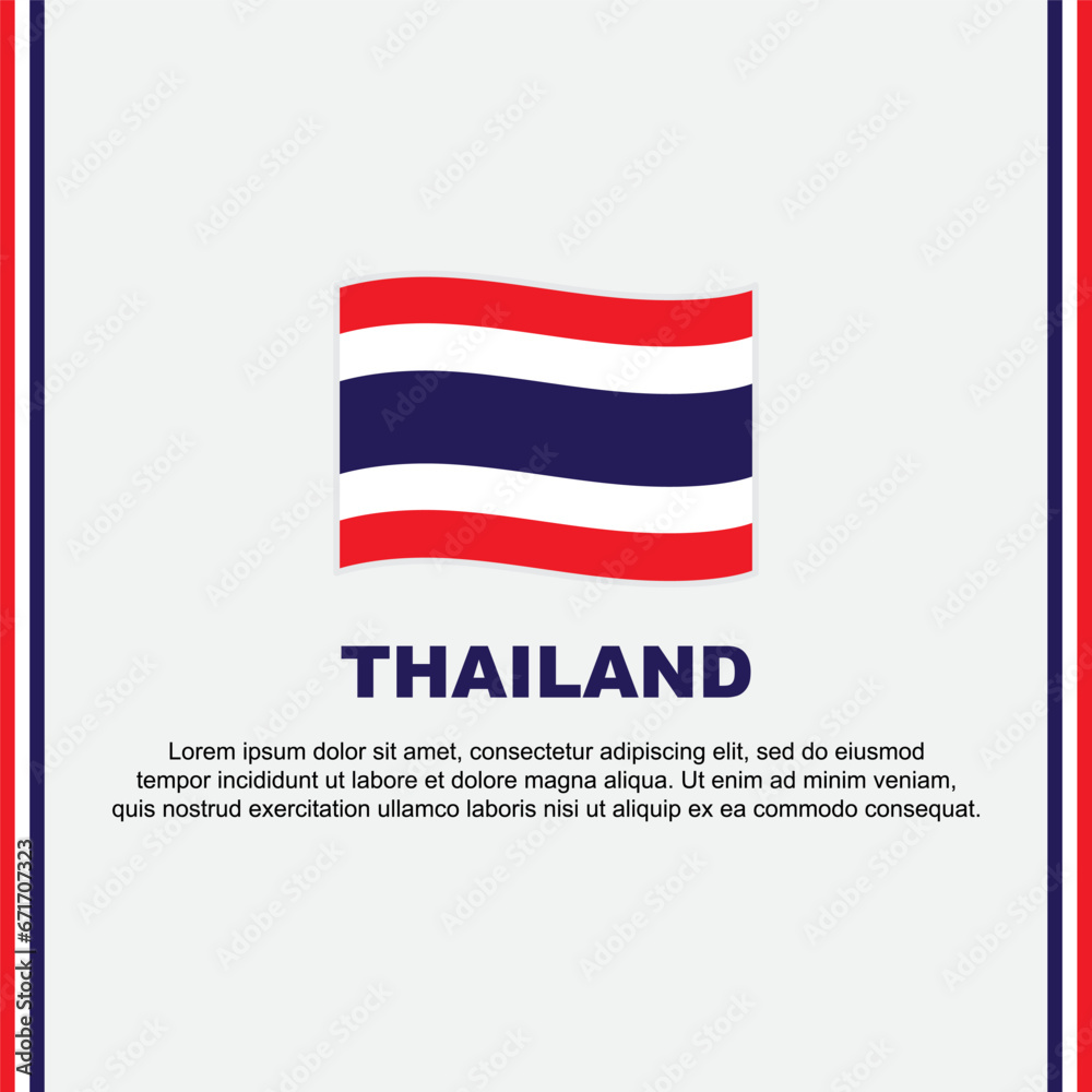Thailand Flag Background Design Template. Thailand Independence Day Banner Social Media Post. Thailand Cartoon