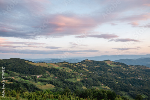 View of the mountains and hills of western Serbia © Branimir