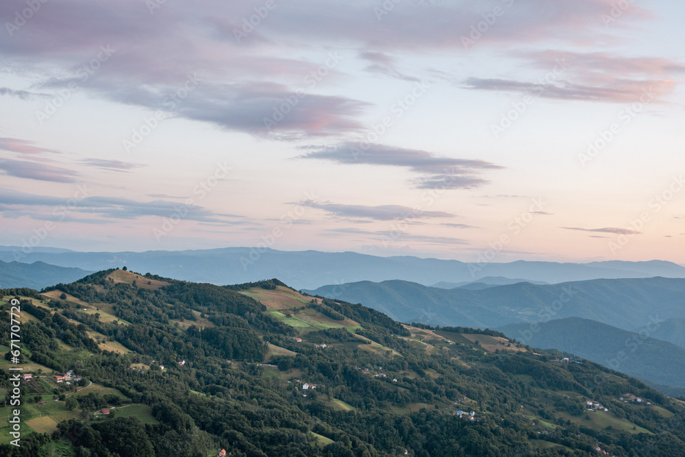 View of the mountains and hills of western Serbia