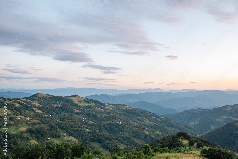 Obraz premium View of the mountains and hills of western Serbia