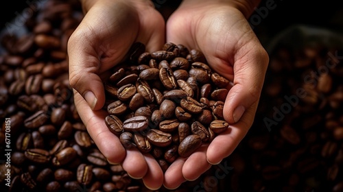  Coffee beans in hands