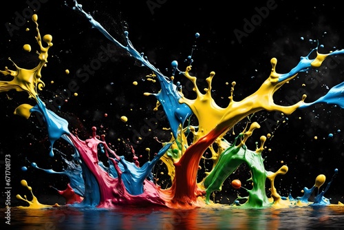 paint splash isolated on black background-