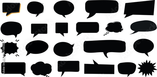 diverse speech bubbles vector illustration. Ideal for graphic design, web design, and social media posts. Modern, trendy style with empty bubbles ready for text photo