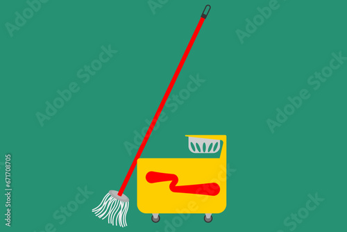 red mop with yellow wringer