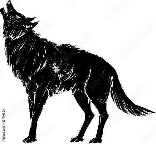 Wolf howling graphic illustration isolated on transparent background