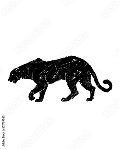 Panther prowling graphic illustration isolated on transparent background