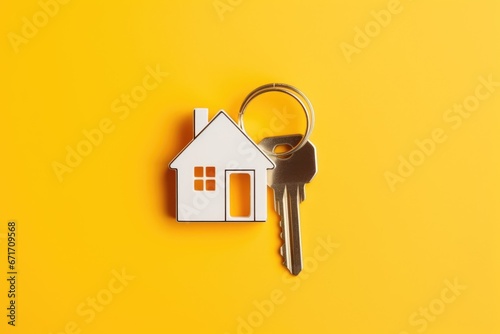 house key isolated on yellow . AI Generated
