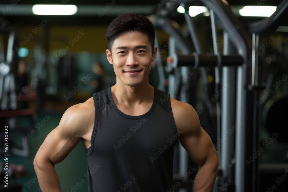 Asian Male Fitness Trainer Attractive Background Generative AI Asian Male Fitness Trainer Attractive Background Generative AI