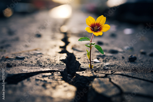 flower that grows on the asphalt, force of life