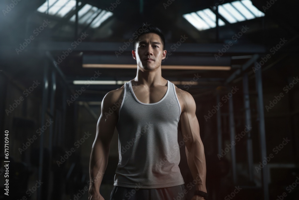 Asian Male Fitness Trainer Job Professional Background Generative AI