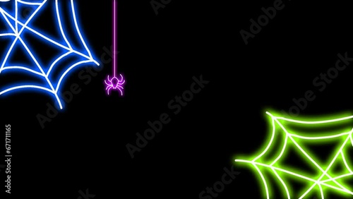 4k animated neon spider web background for halloween