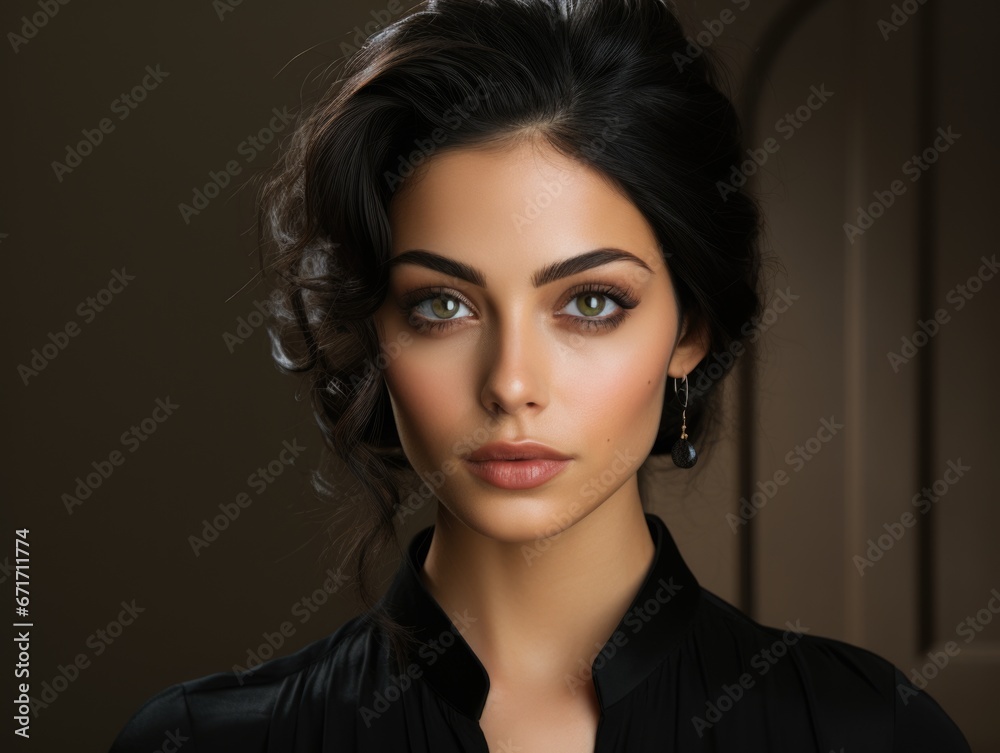Caucasian woman with big beautiful dark eyes Caucasian woman with big beautiful dark eyes
