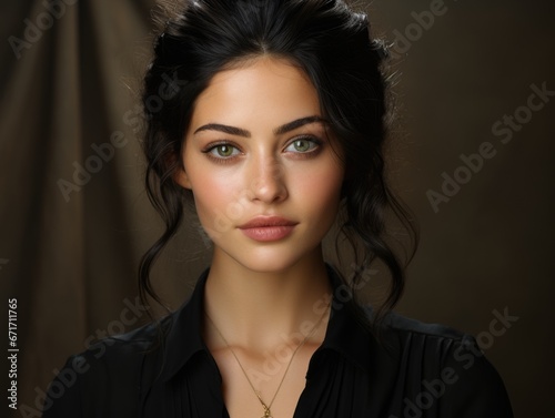 Caucasian woman with big beautiful dark eyes