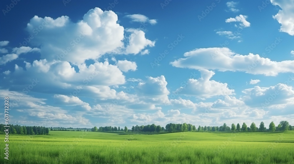a beautiful cloudy blue sky with green field a beautiful cloudy blue sky with green field