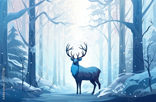 deer in snowy forest Generative AI © SKIMP Art