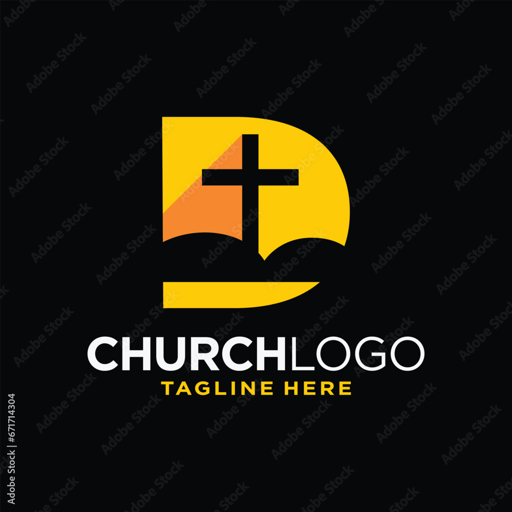 Letter D Church Logo Design Template Inspiration, Vector Illustration.