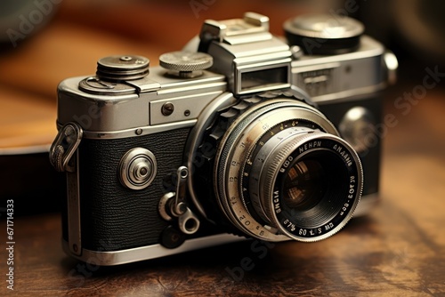 Vintage film camera capturing a classic moment. Photography nostalgia, retro camera, timeless memories.