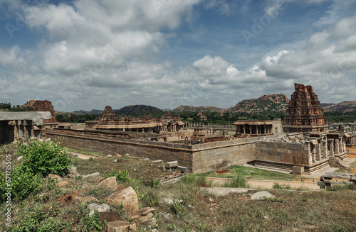 The ruins of Vijayanagara are the former capital of the Vijayanagara Empire. India.