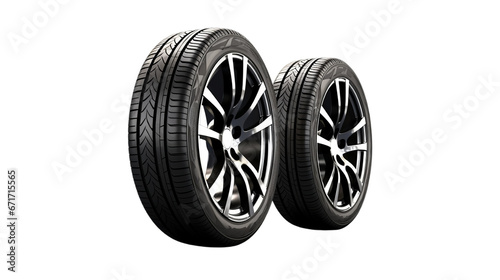 Car Tires Isolated on Transparent Background, Generative ai