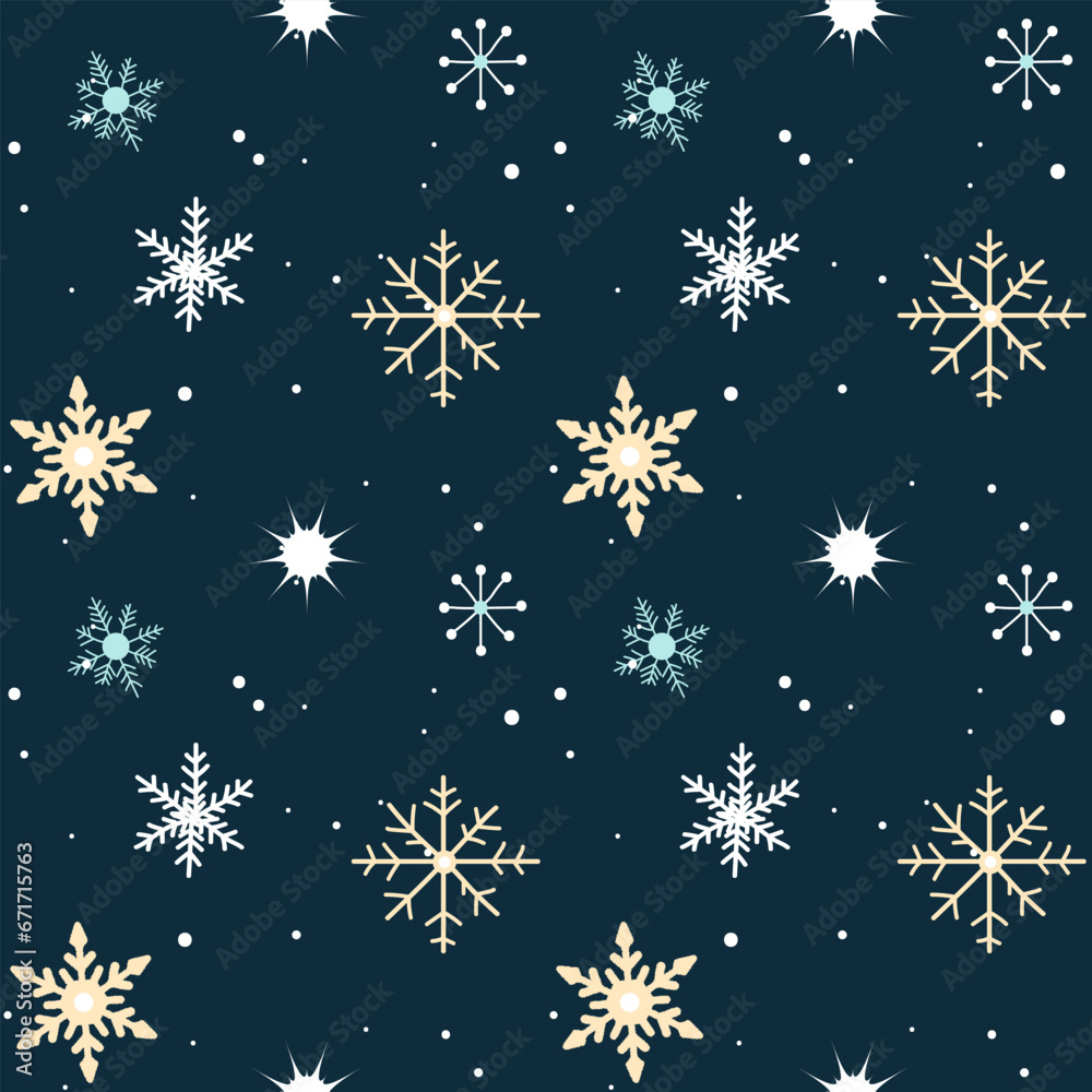 Winter seamless pattern with snowflakes. Christmas vector pattern. Winter card design. Winter seamless pattern with snowflakes. Christmas vector pattern. Winter card design.