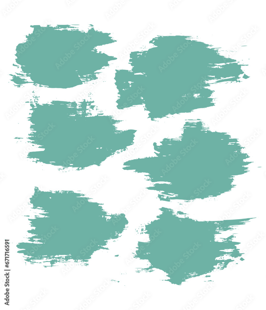 Paint splatter turquoise brush stroke vector set