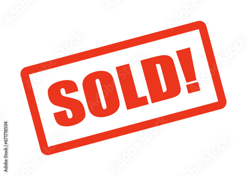 Sold square stamp sticker. Sold, sold sign, vector illustration