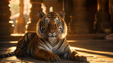 Poderoso tigre em templo luxuoso 