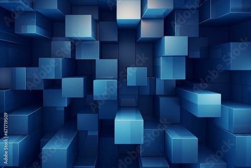 Abstract cubic background in shades of blue. Generative AI