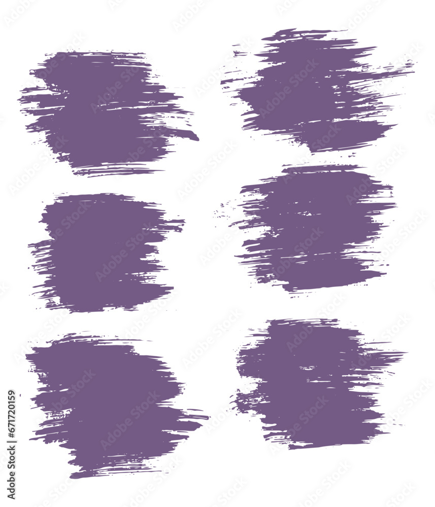 Set of vector purple grunge style brush