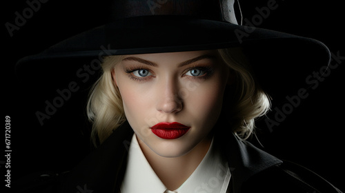 Beautiful Mysterious Woman with a Hat Wallpaper Cover Background Digital Art Card Magazine