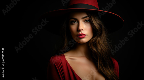 Beautiful Mysterious Woman with a Hat Wallpaper Cover Background Digital Art Card Magazine
