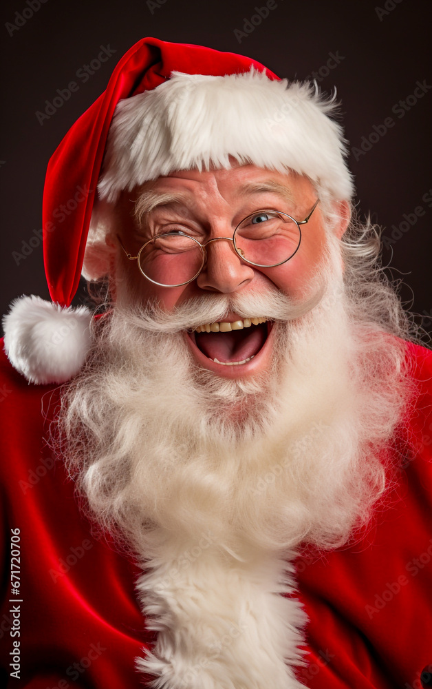 Naklejka premium A funny laughing Santa Claus portrait