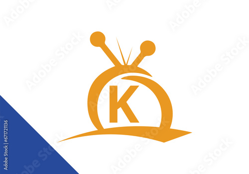 Letter K television Logo Design Concept. channel television TV logo vector icon illustration