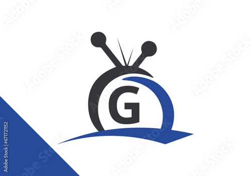 Letter G television Logo Design Concept. channel television TV logo vector icon illustration
