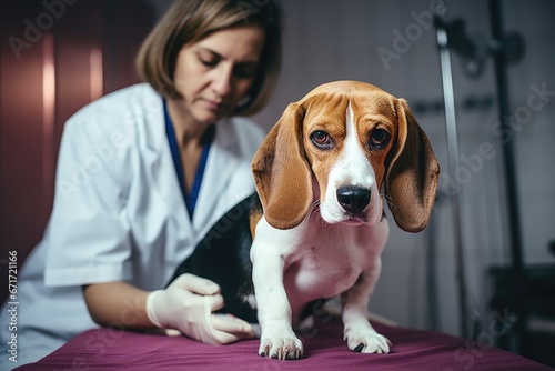 A Cute Beagle Dog Relaxing on a Cozy Bed With a Happy Woman Nearby